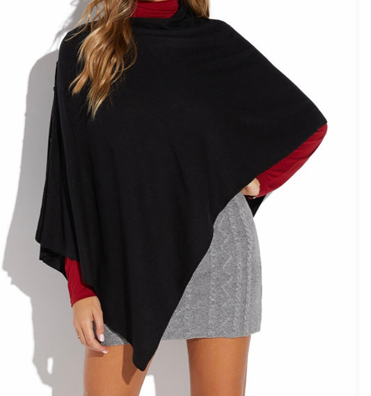 Asymmetrical Black Poncho