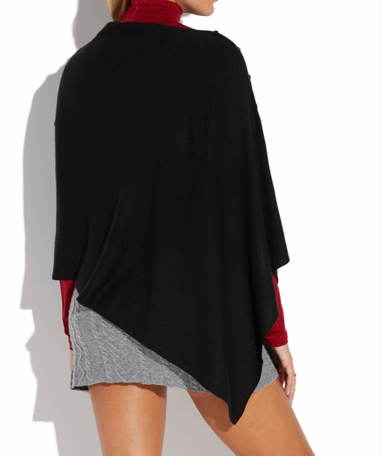 Asymmetrical Black Poncho