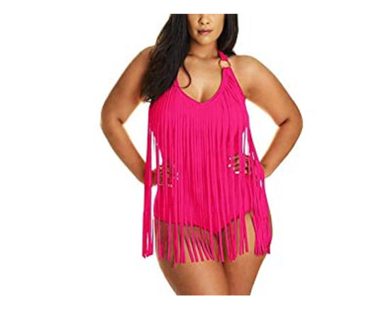 Pink fringe swimsuit