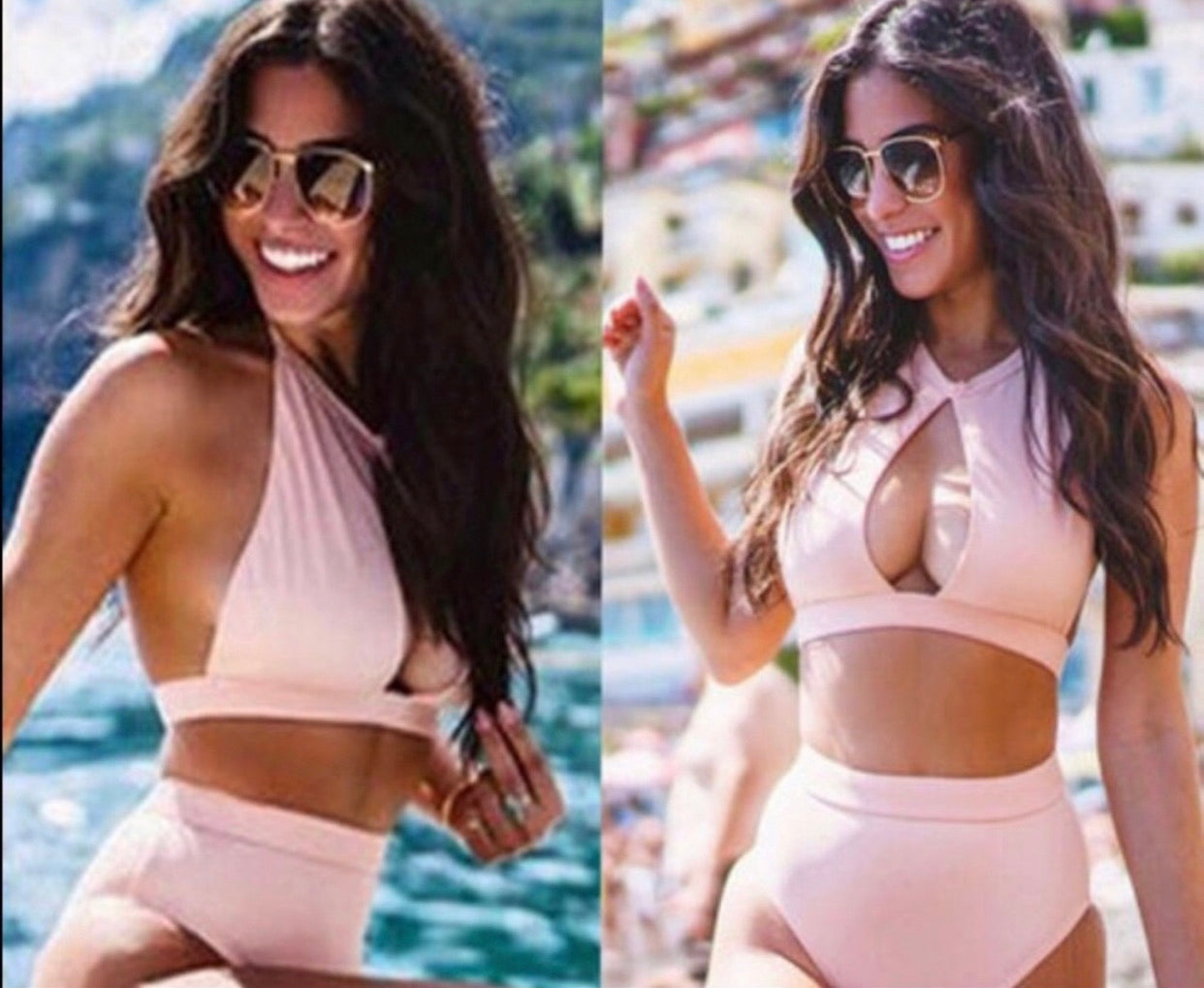 Light pink high waisted swimsuit XL only