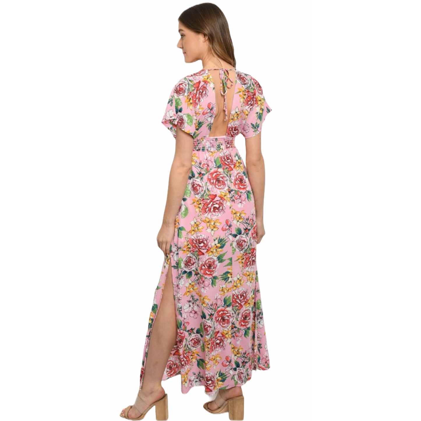 Pink Floral Maxi Dress