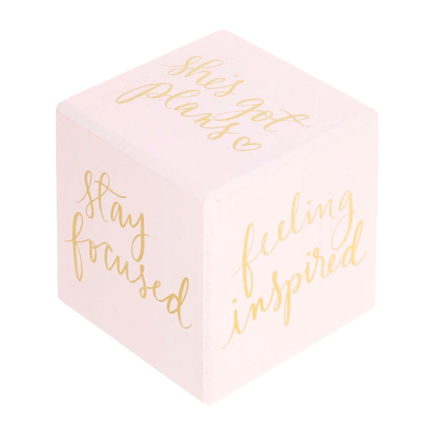 Inspirational Pink Wood Cube