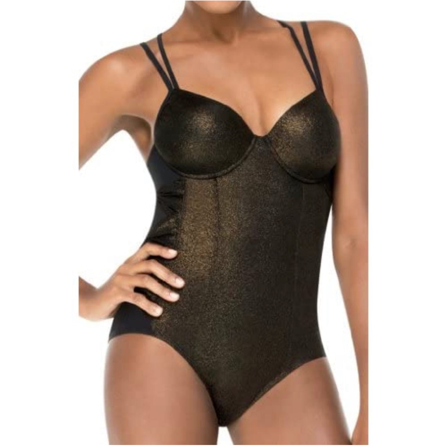 Spanx Gilded Glam Gold Shimmer One Piece Swimsuit