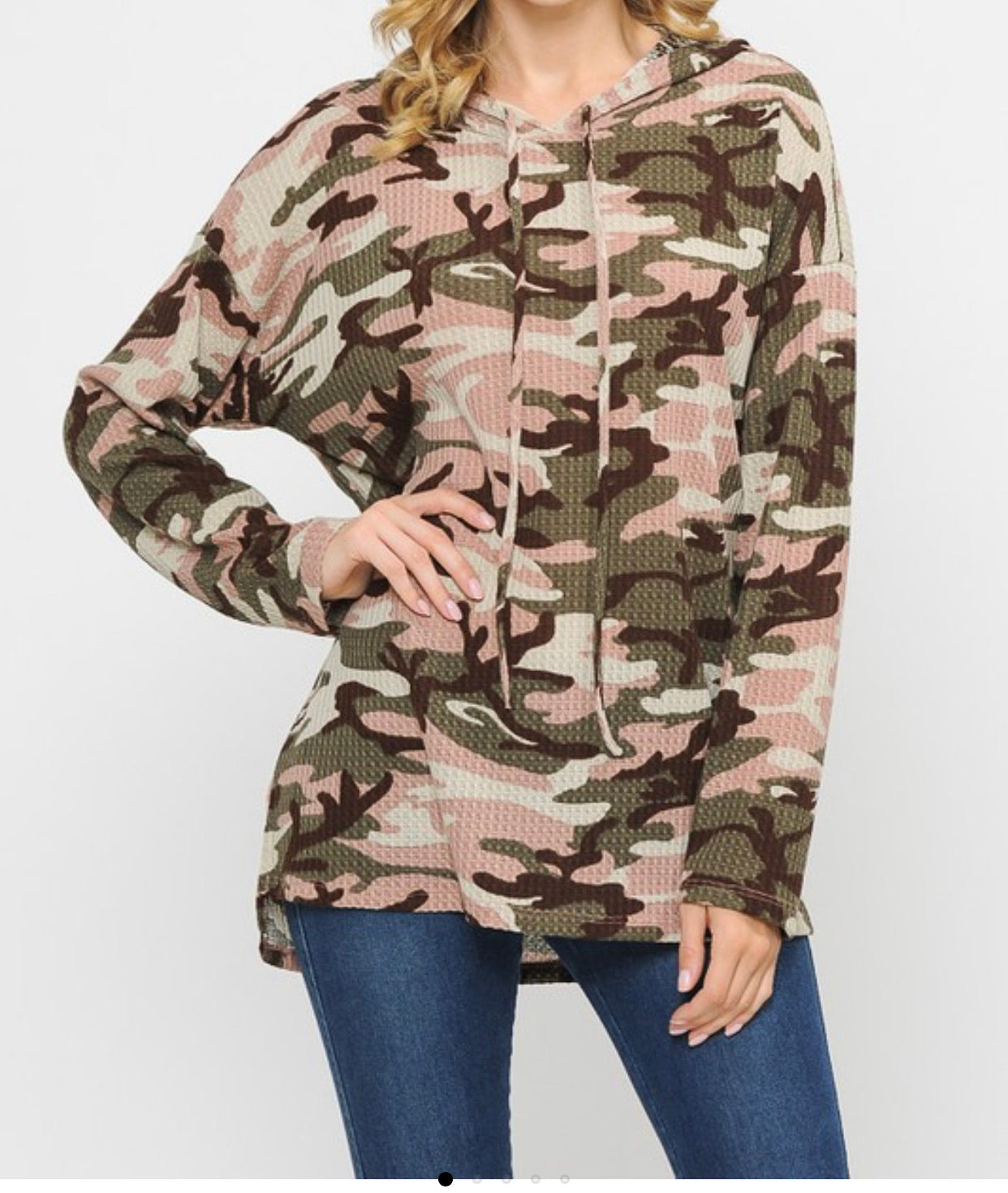 Camouflage long sleeve hoodie top